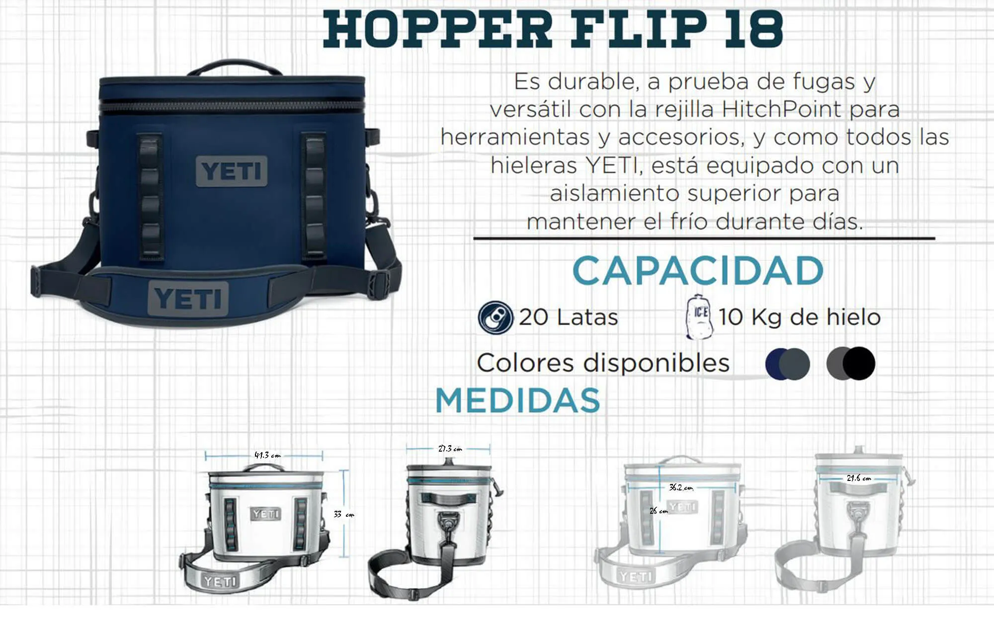 18050130002 HIELERA SUAVE HOPPER FLIP 18 CHARCOAL MARCA YETI