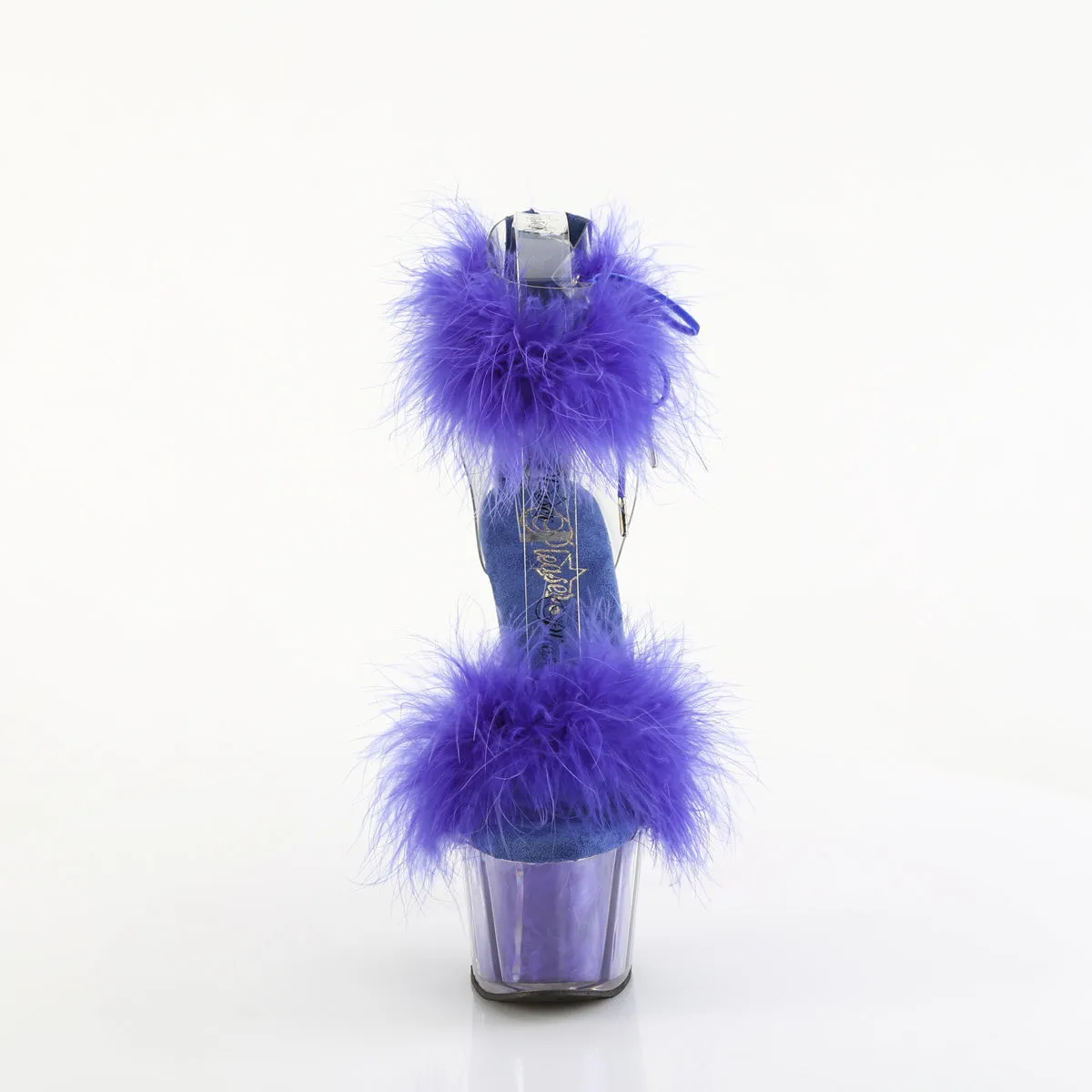 7 Inch Heel ADORE-724F Clear Royal Blue Fur