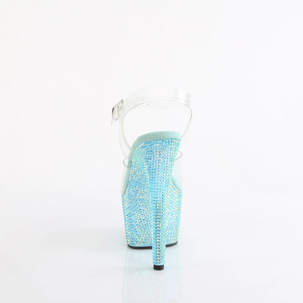 7 Inch Heel BEJEWELED-708RRS Clear Aqua Rhinestone