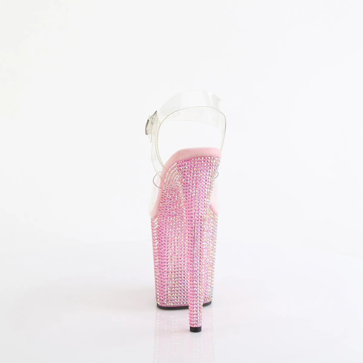 8 Inch Heel BEJEWELED-808RRS Clear Baby Pink Rhinestone