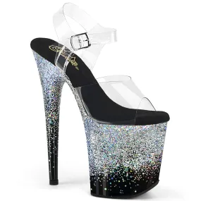 8 Inch Heel FLAMINGO-808SS Clear Silver Glitter