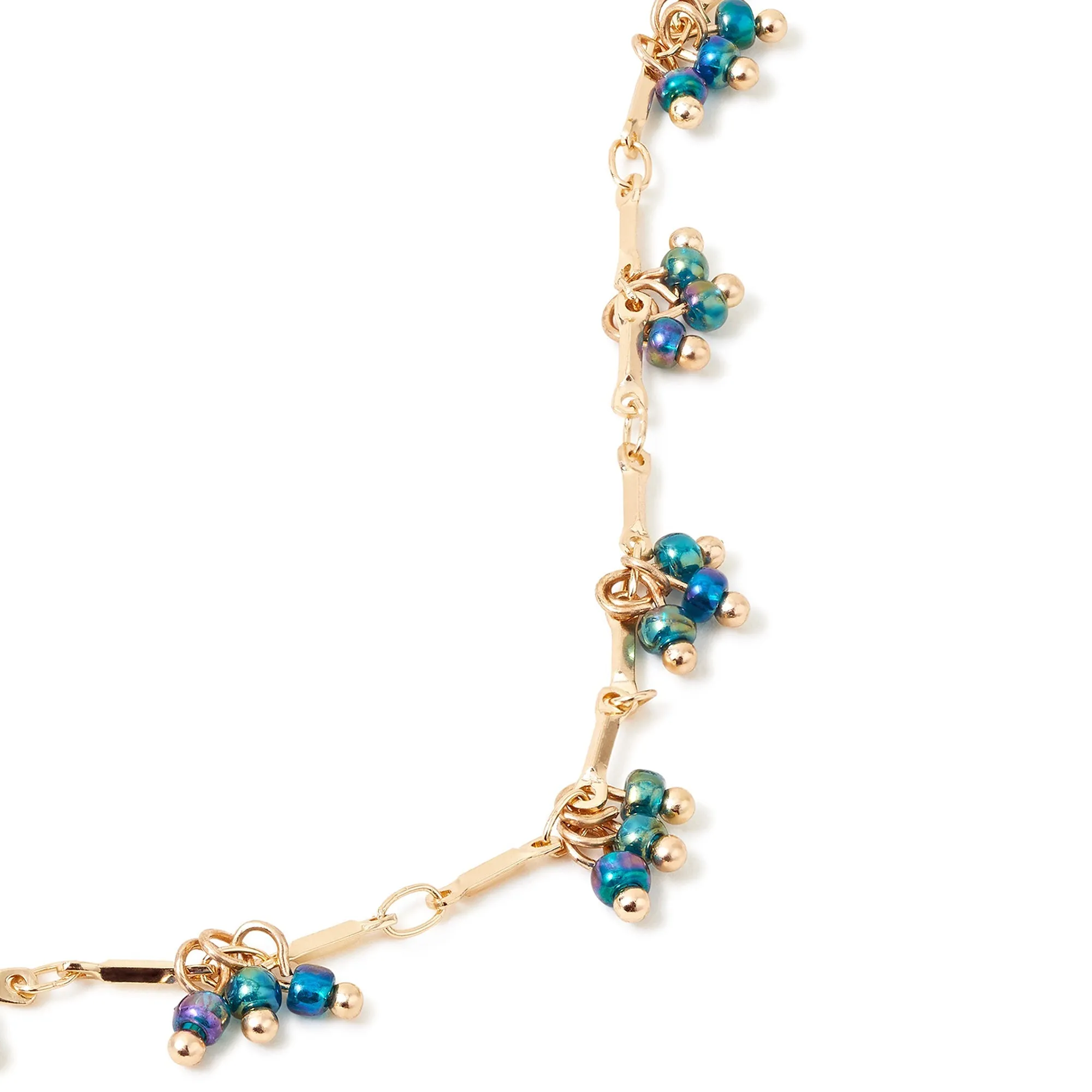 Accessorize London Women's Blue Beaded Multi Drop Anklet