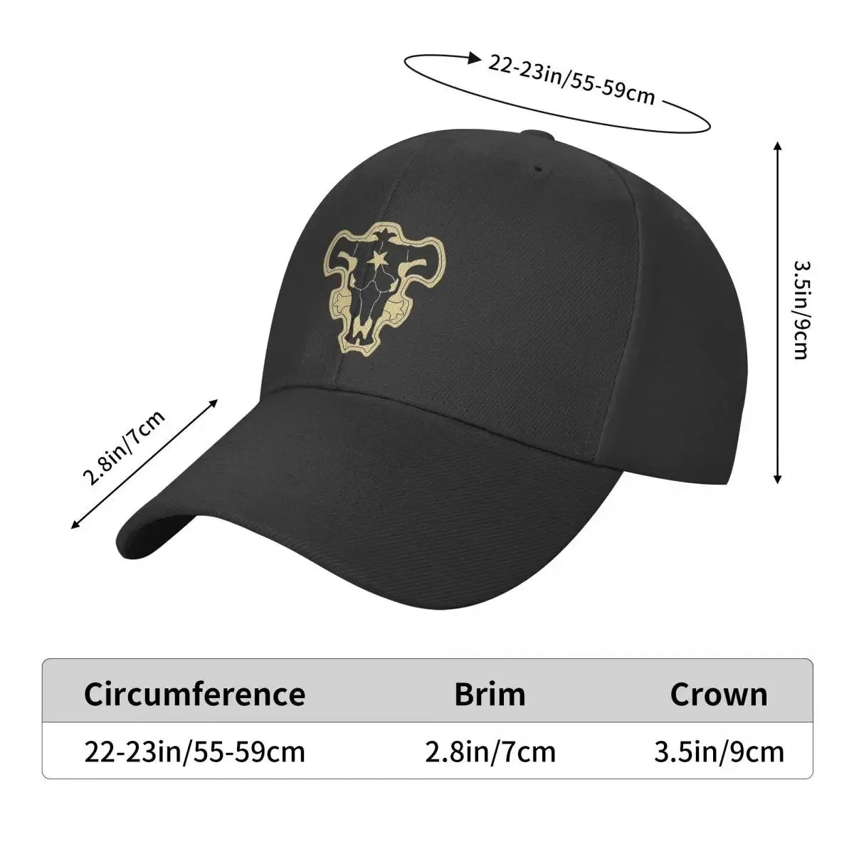 Anime Black Clover Black Bulls Logo Baseball Cap for Men Women Adjustable Dad Hat Performance Snapback Caps