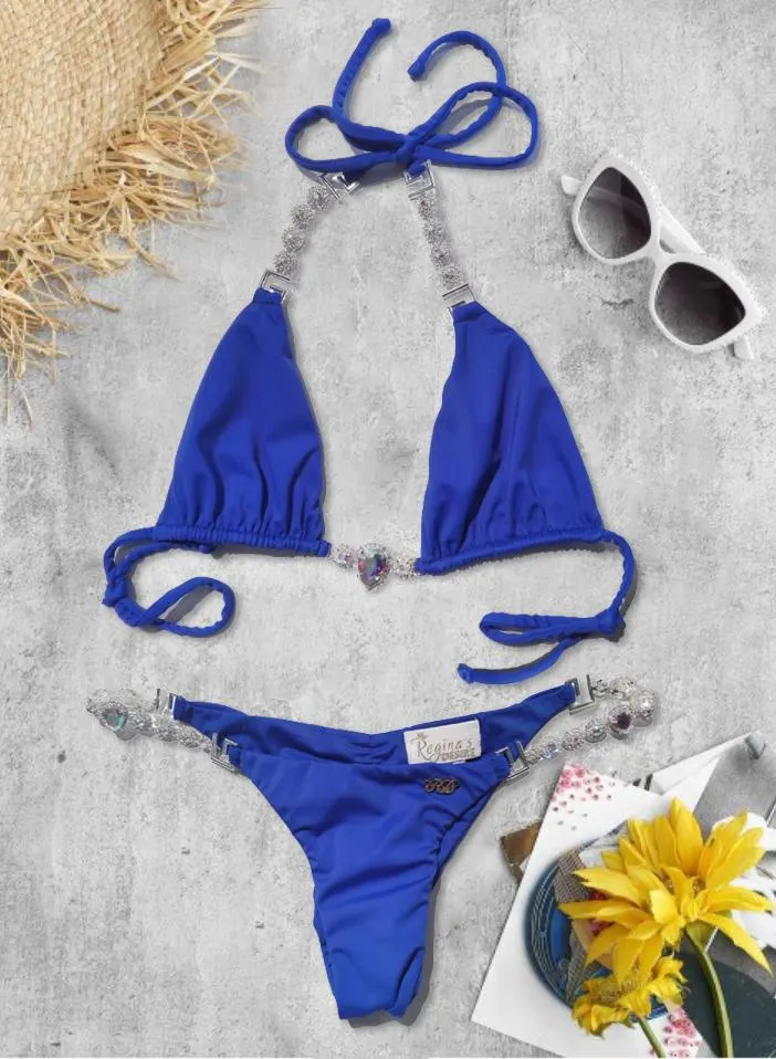 Belle Triangle Top & Skimpy Bottom Blue