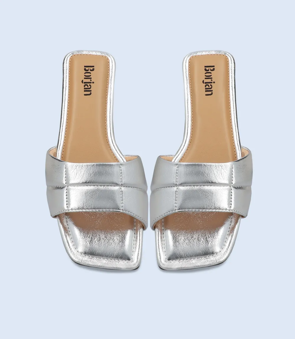 BW9325-SILVER-Women Casual Chappal