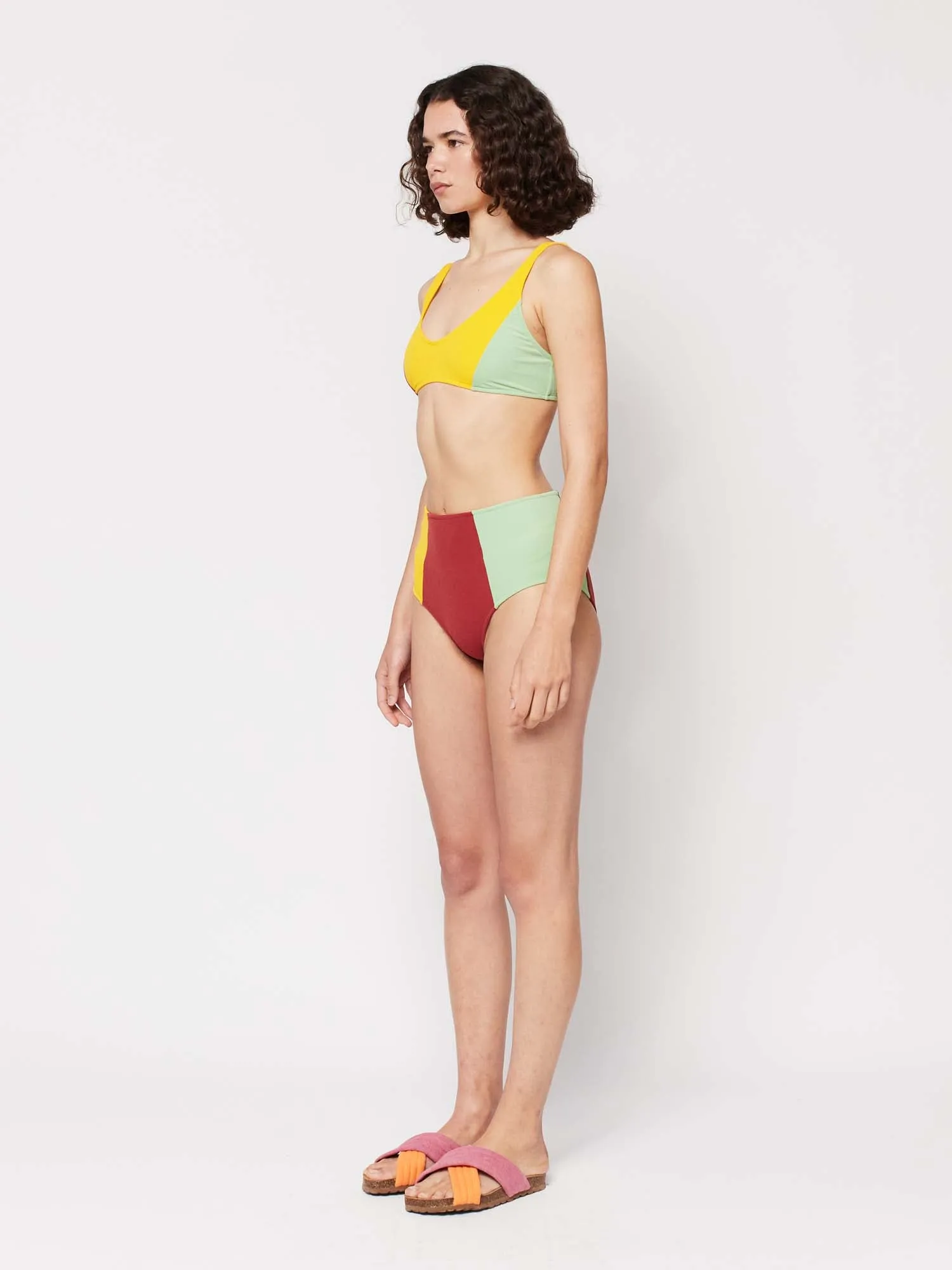 Colour Block Terry Top Bikini