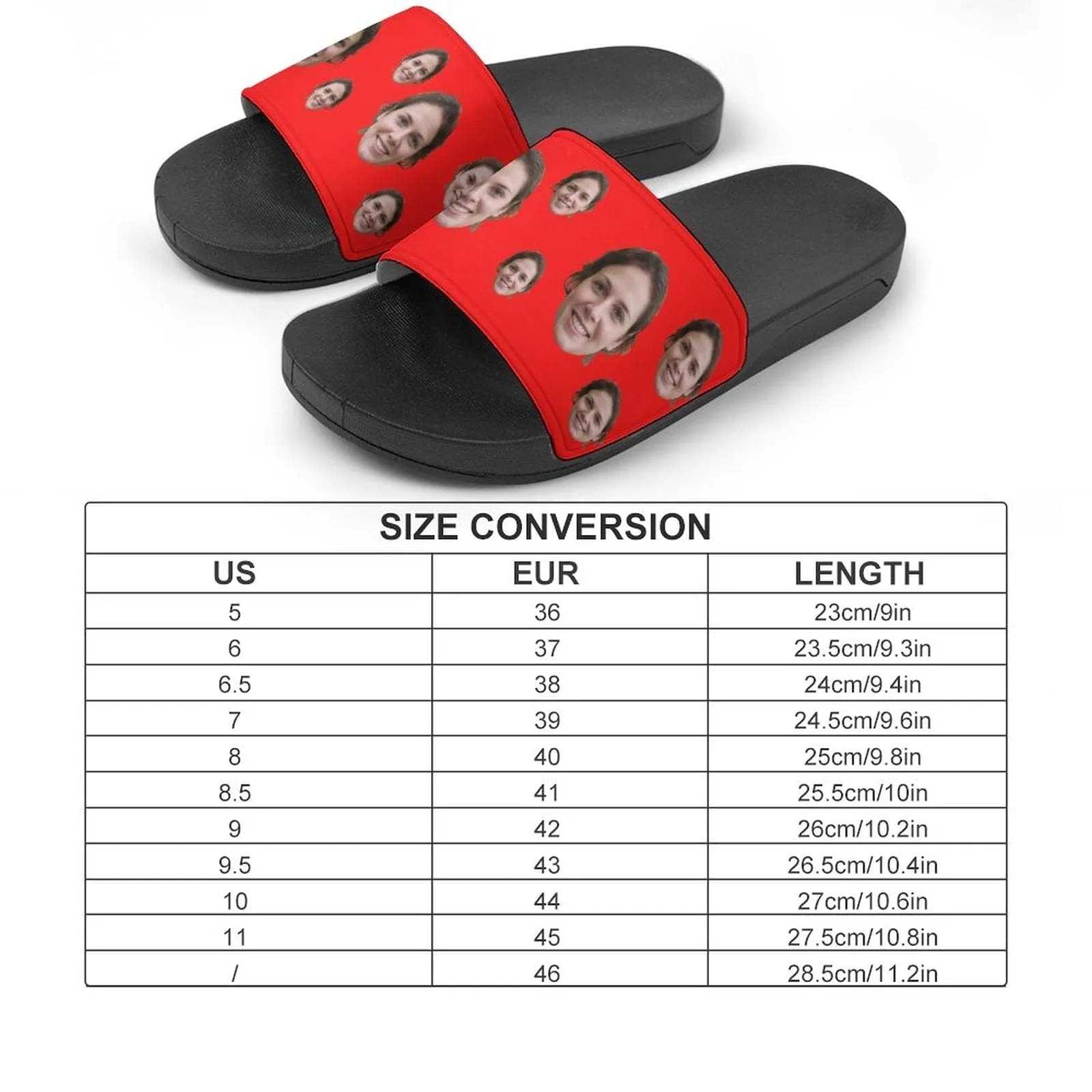 Custom Face Red Unisex Slide Sandals For Holiday Gifts