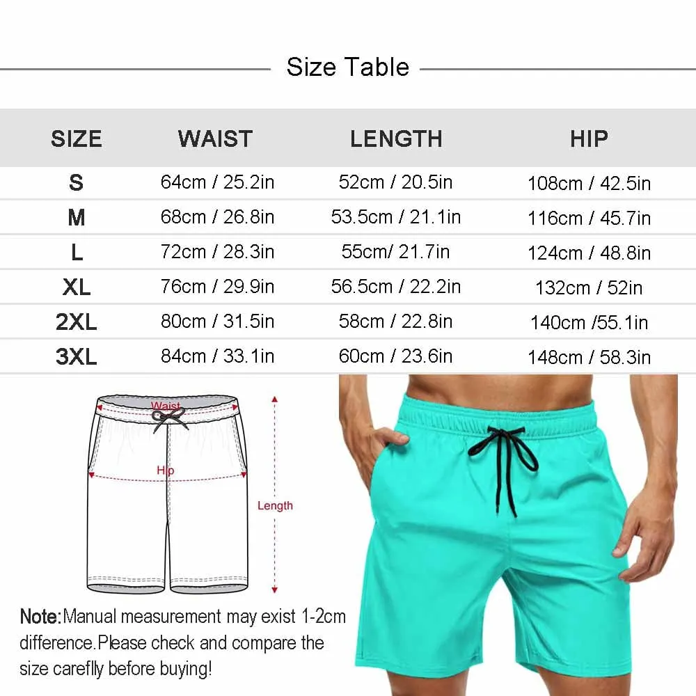 Custom Girlfriend Face Pineapple White Men's Casual Beach Shorts with Drawstring