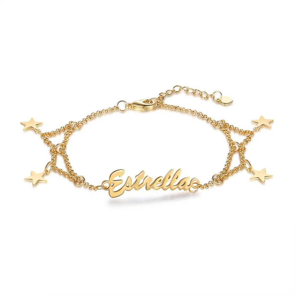 Customized Name Multiple Star Bracelets & Bangles