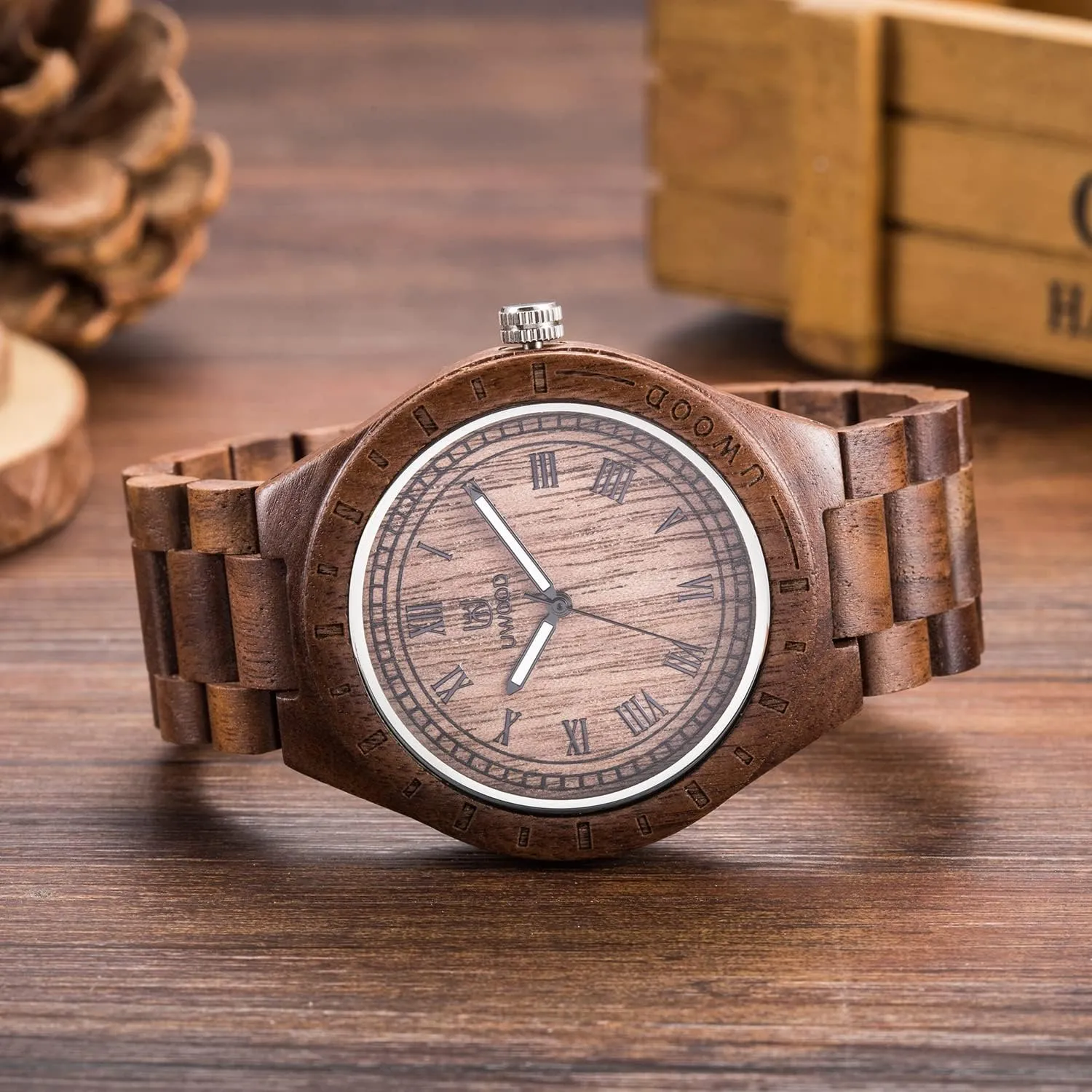 Eco Friendly Sandal Wood Japan Quartz Movement Waterproof c for Men Fashion Gift