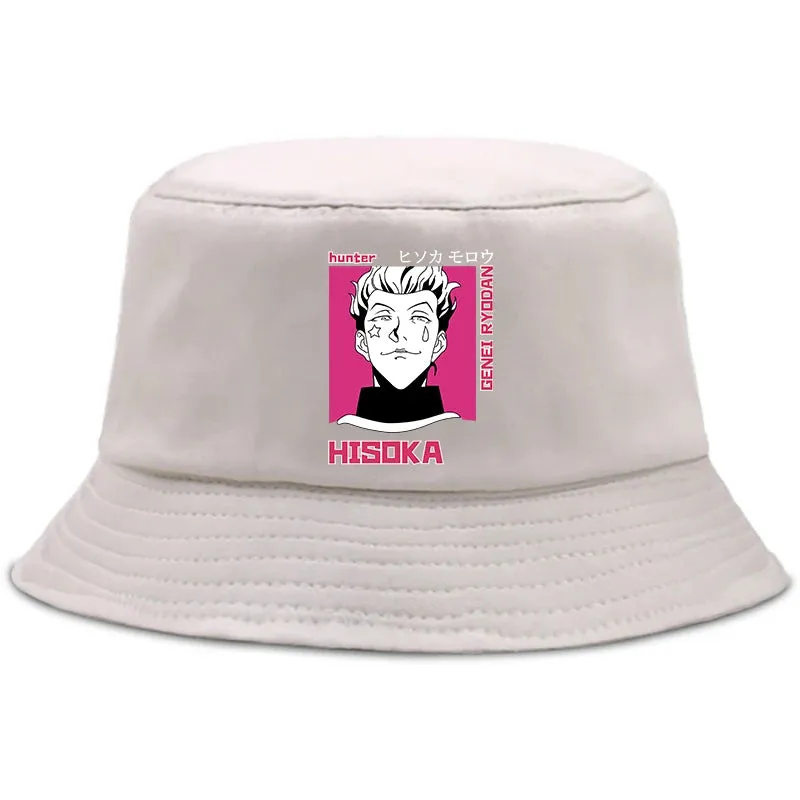 Japanese Anime Hunter X Hunter Printed Summer  Hisoka  Cartoon Women Men Panama Bucket Cap The Design Flat Visor Fisherman Hat