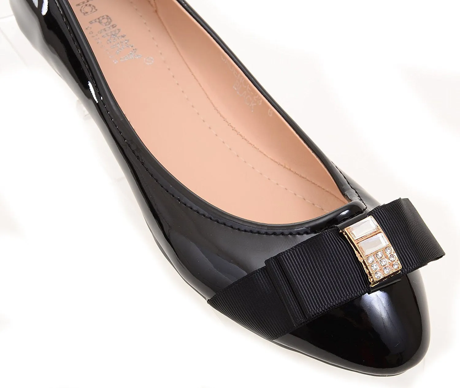 Jewel Black Patent-Trim Cadence Ballet Women's Flat