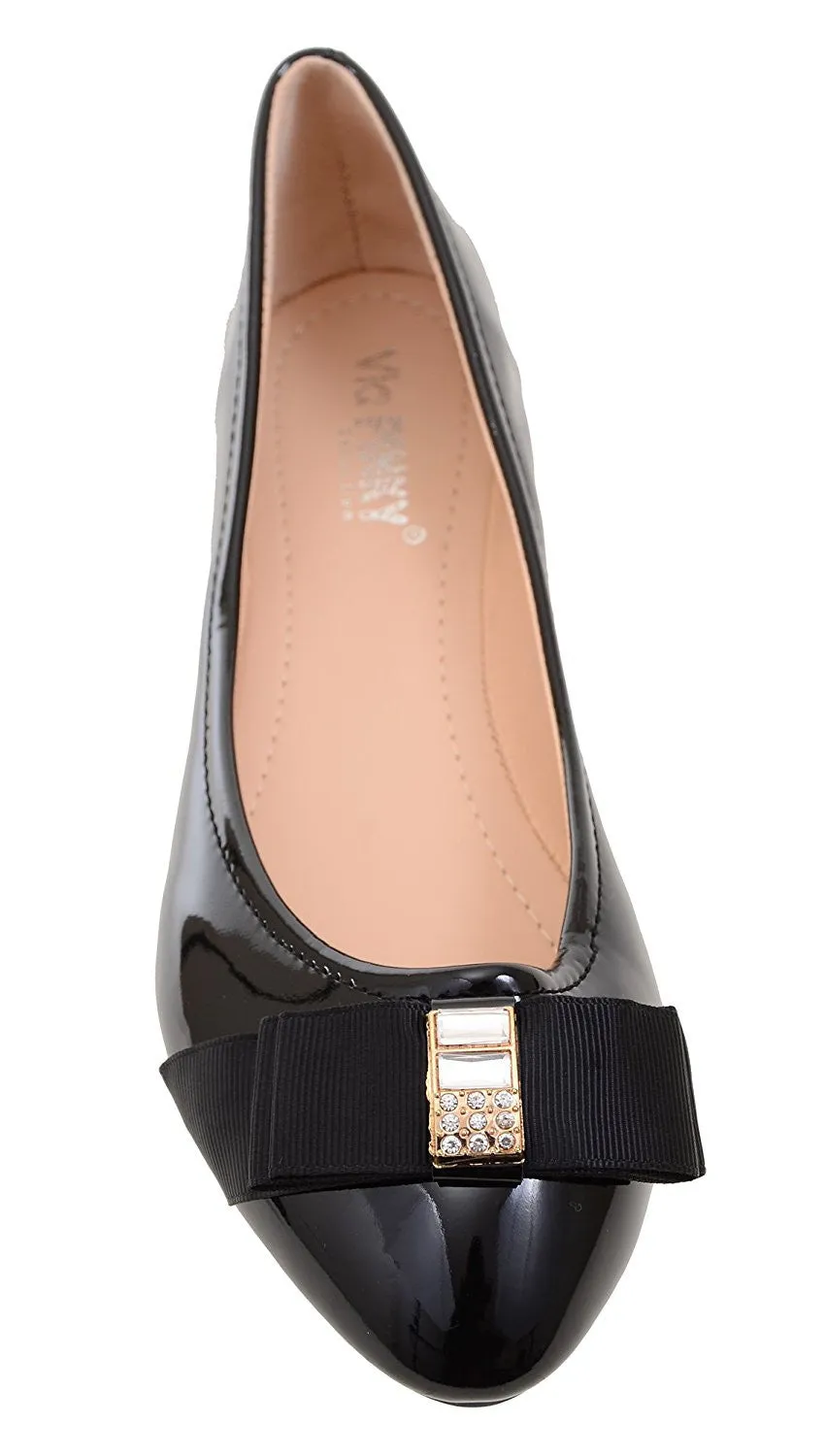 Jewel Black Patent-Trim Cadence Ballet Women's Flat