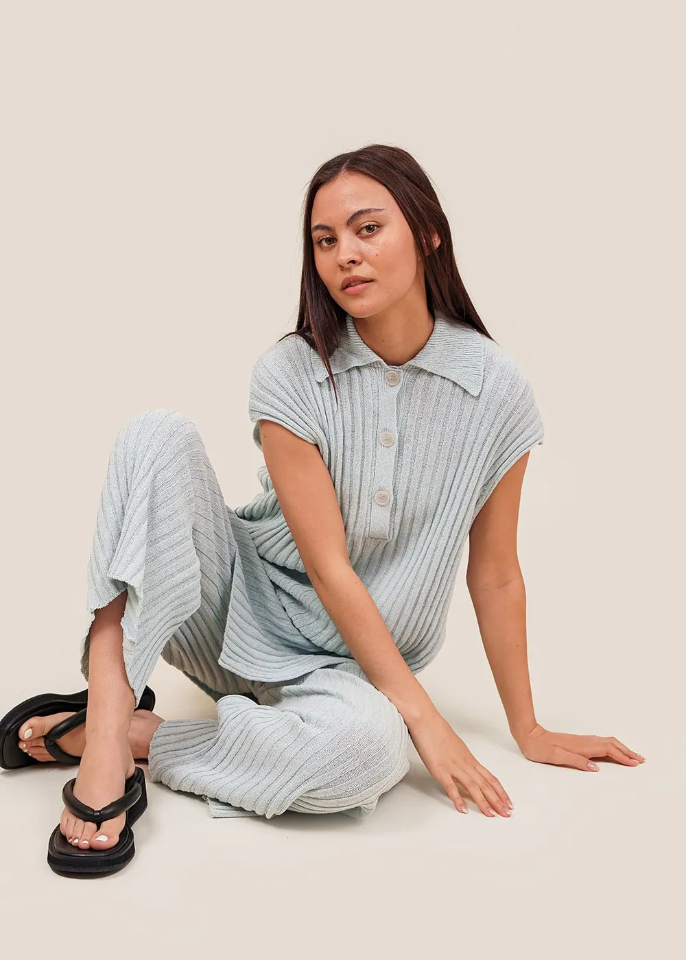 Light Blue Vague Polo Tunic