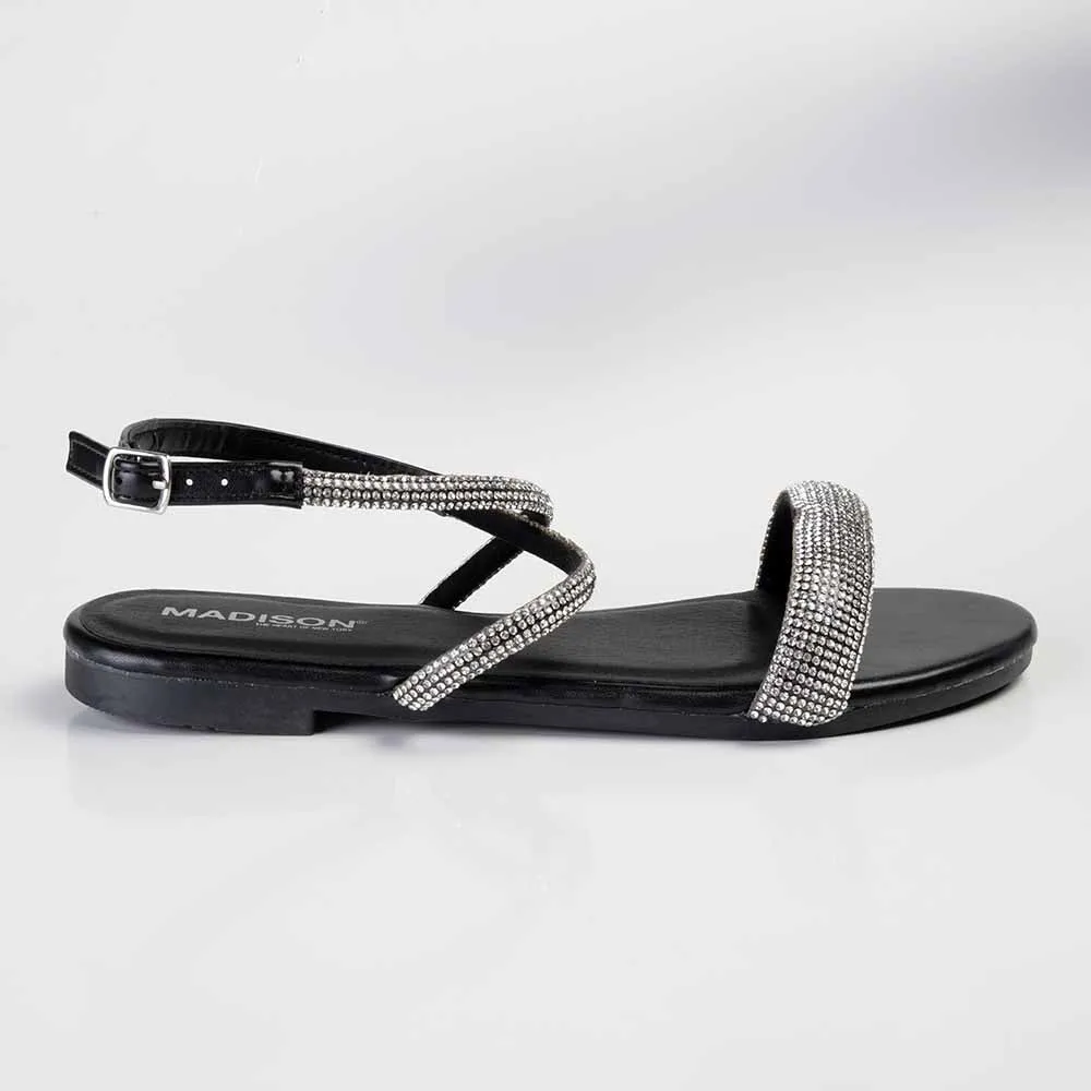 Madison Hillary Ankle Diamond Detail Sandal - Black