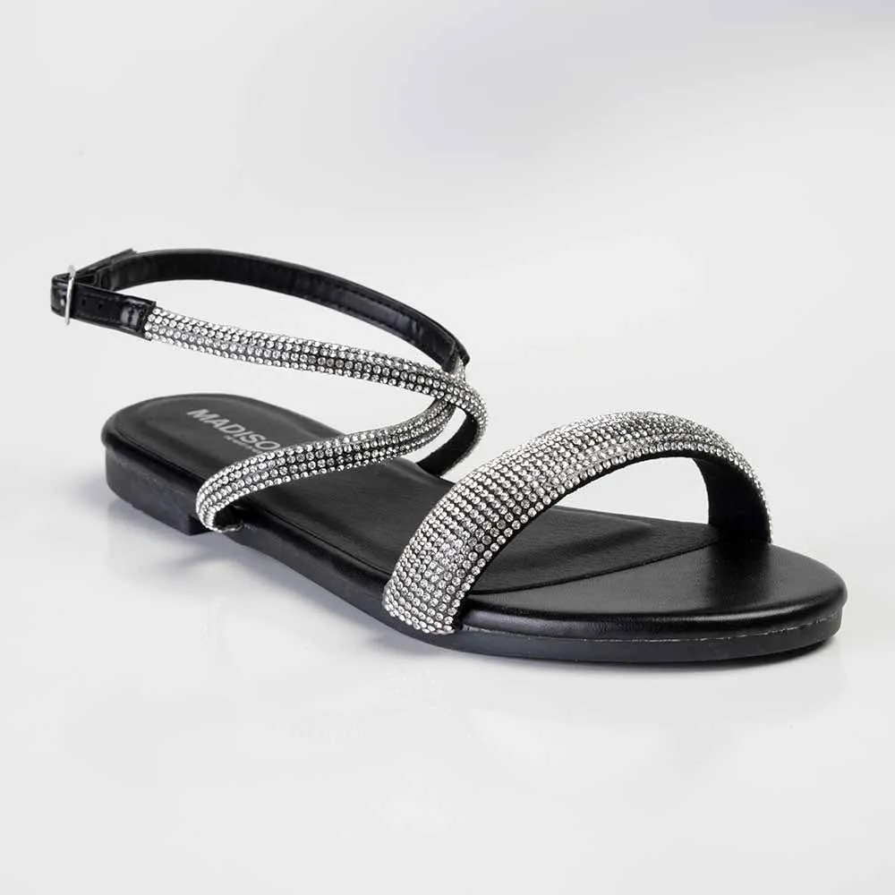 Madison Hillary Ankle Diamond Detail Sandal - Black