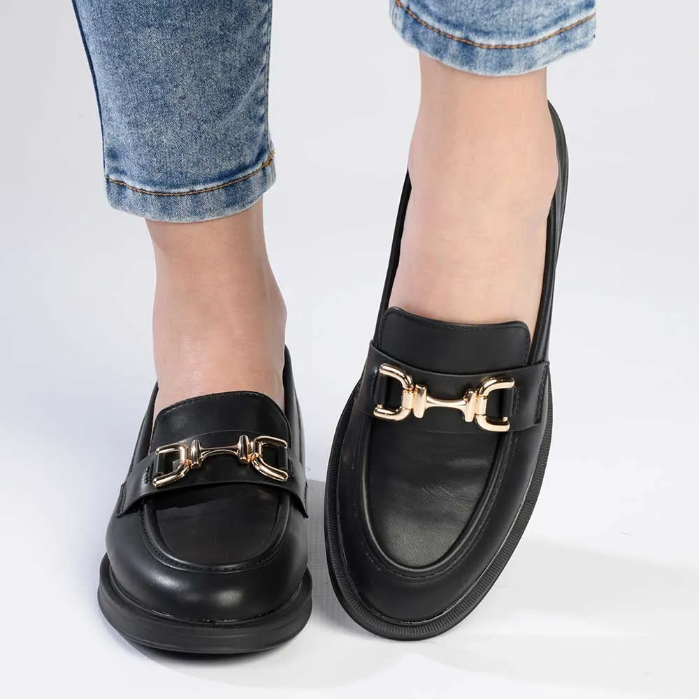 Madison Poppy Platform Loafer - Black