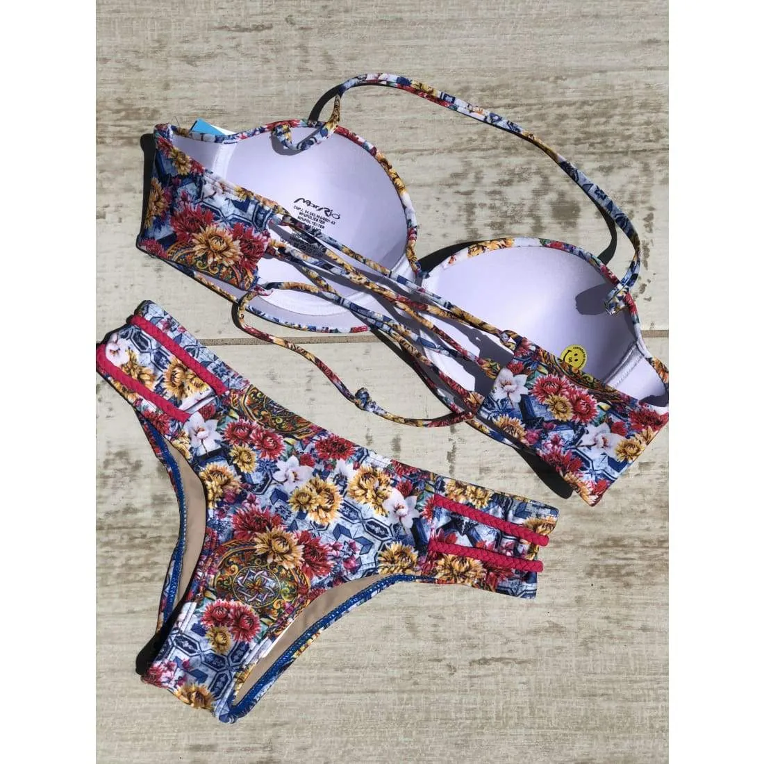 MAR RIO Floral Bandeau Brazilian Bikini Aurora