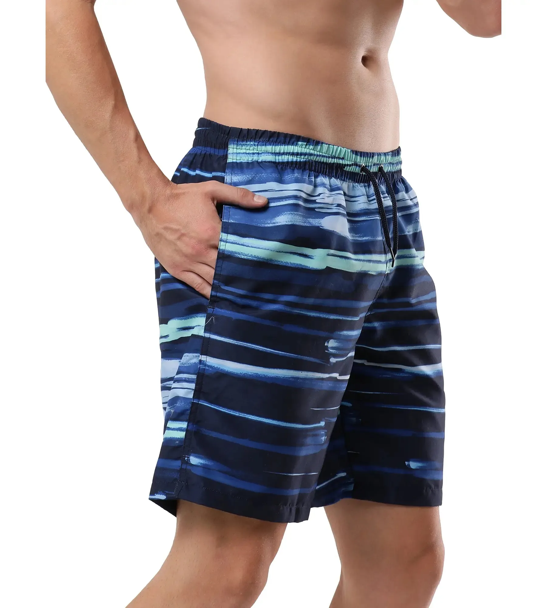 Men's Digital Print Leisure' Watershorts - Pure Blue  &  Zaffre Blue