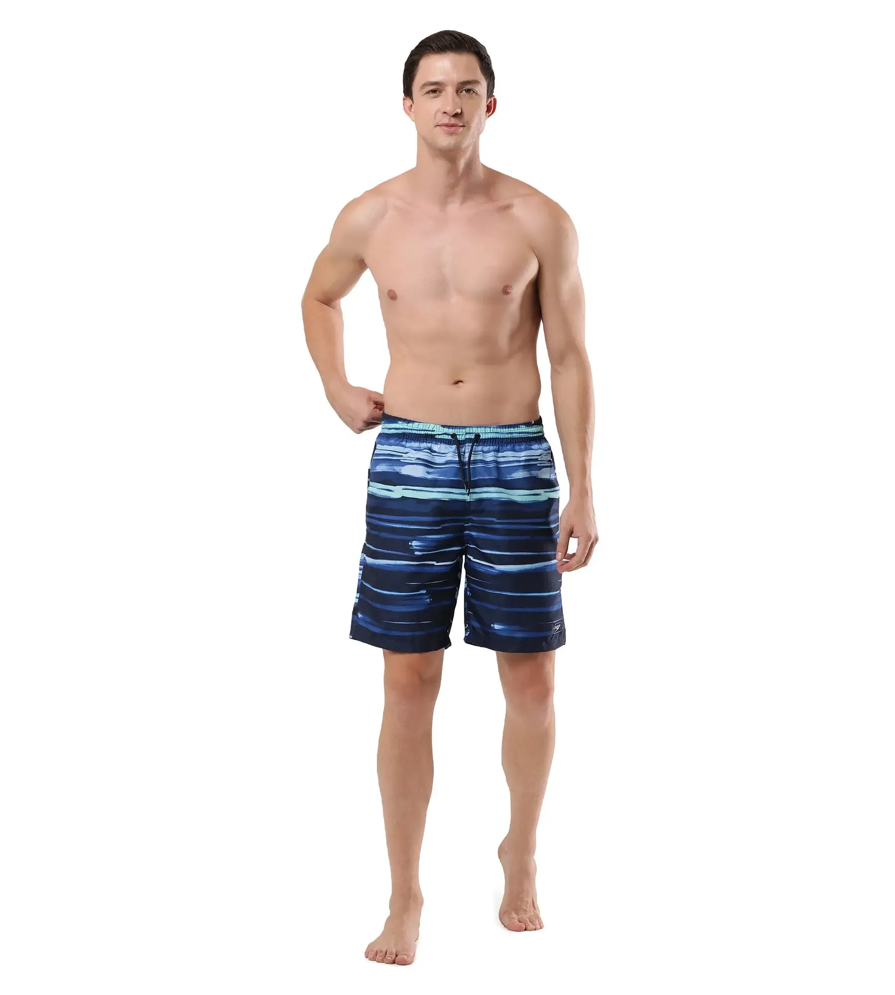 Men's Digital Print Leisure' Watershorts - Pure Blue  &  Zaffre Blue