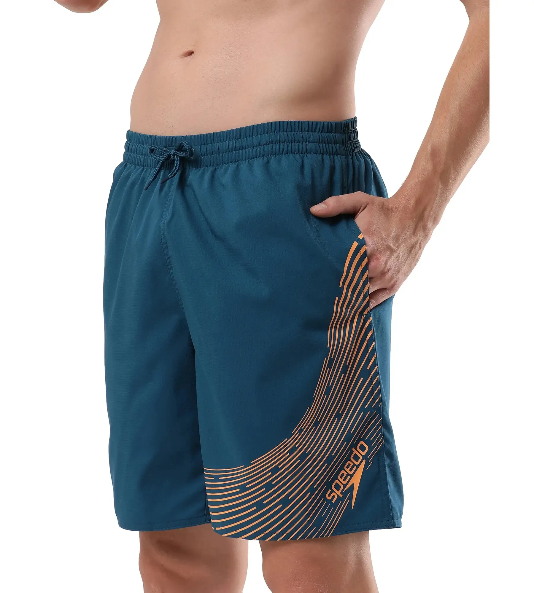 Men's Essential Medley Logo Printed Watershorts - Darkteal  &  Sweet Apricot