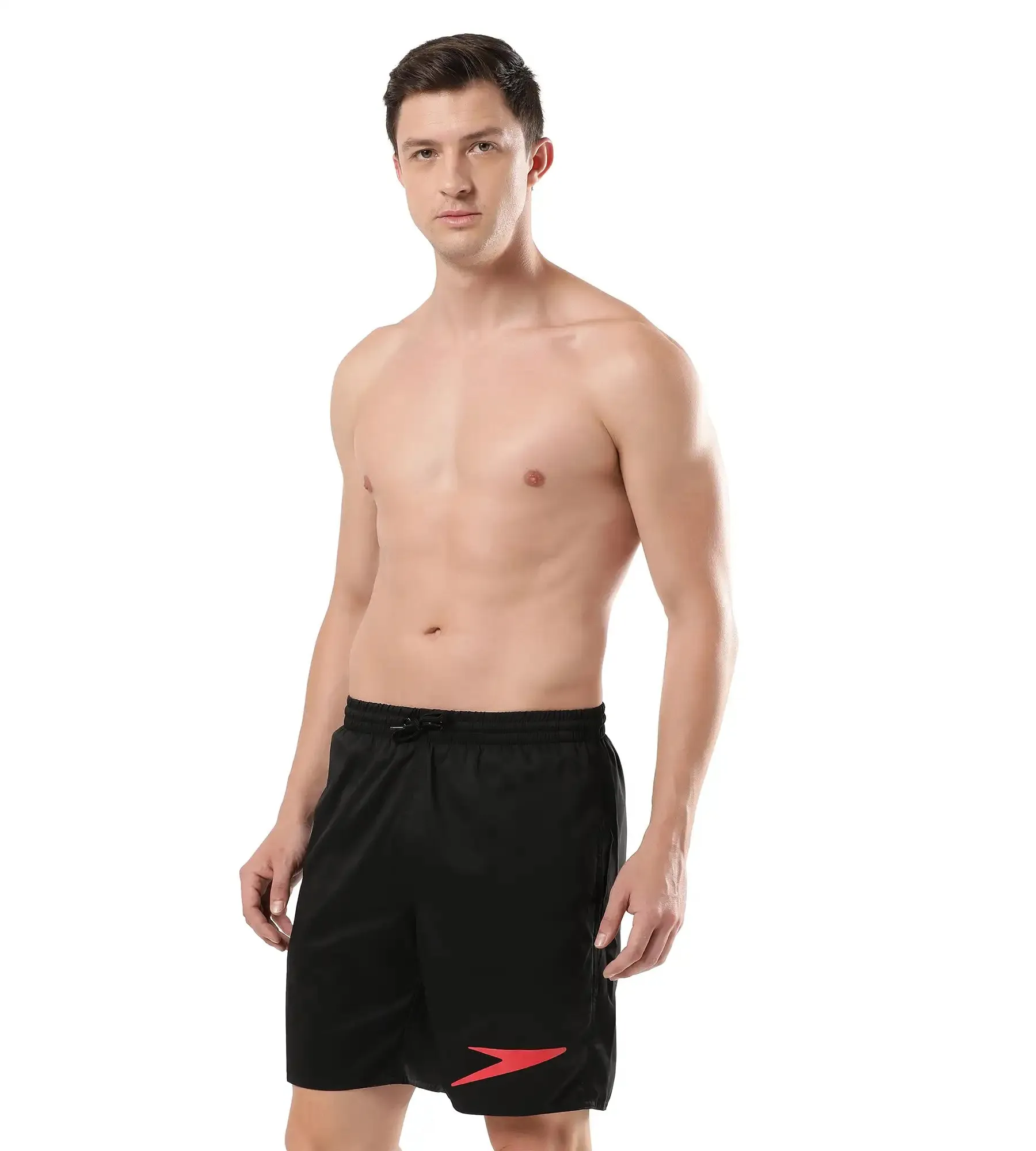 Men's Essential Placement Printed Watershorts - Black  &  Fed Red