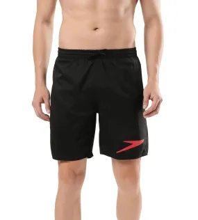 Men's Essential Placement Printed Watershorts - Black  &  Fed Red