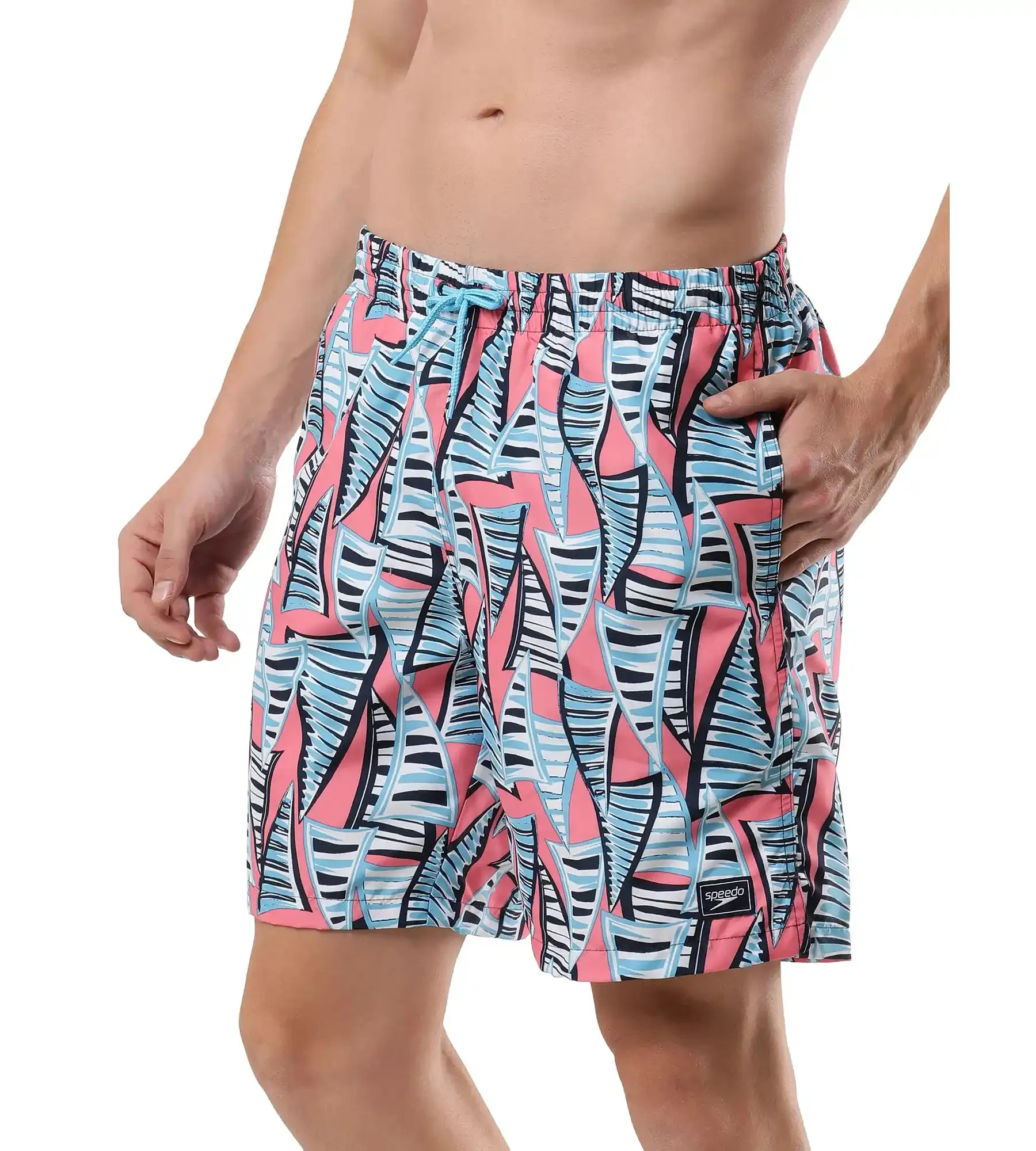 Men's Essential Printed Leisure' Watershorts - Fandango Pink  &  Pure Blue