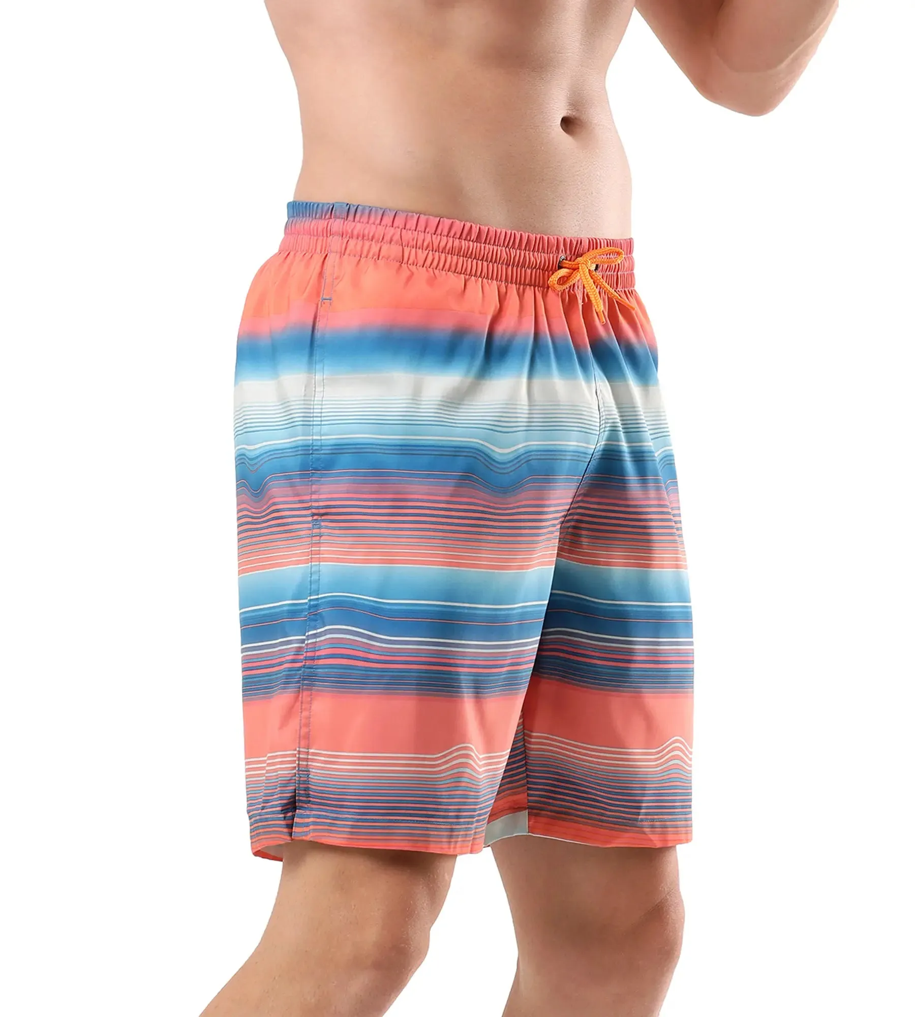 Men's Placement Leisure' Watershorts - Pumpkin Spice  &  Fandango Pink