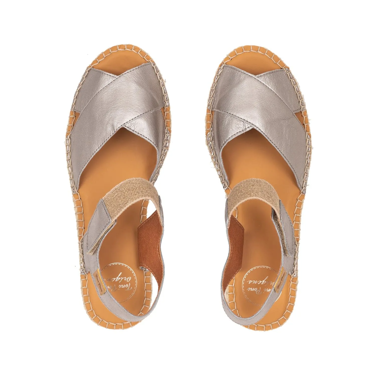 Metallic Leather Wedge Espadrille for Women - Emily-P