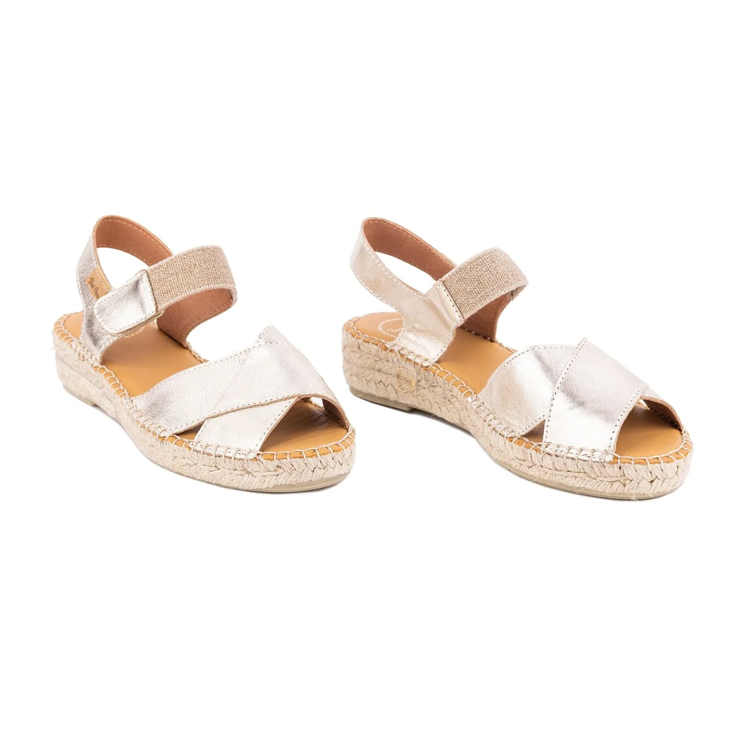 Metallic Leather Wedge Espadrille for Women - Emily-P