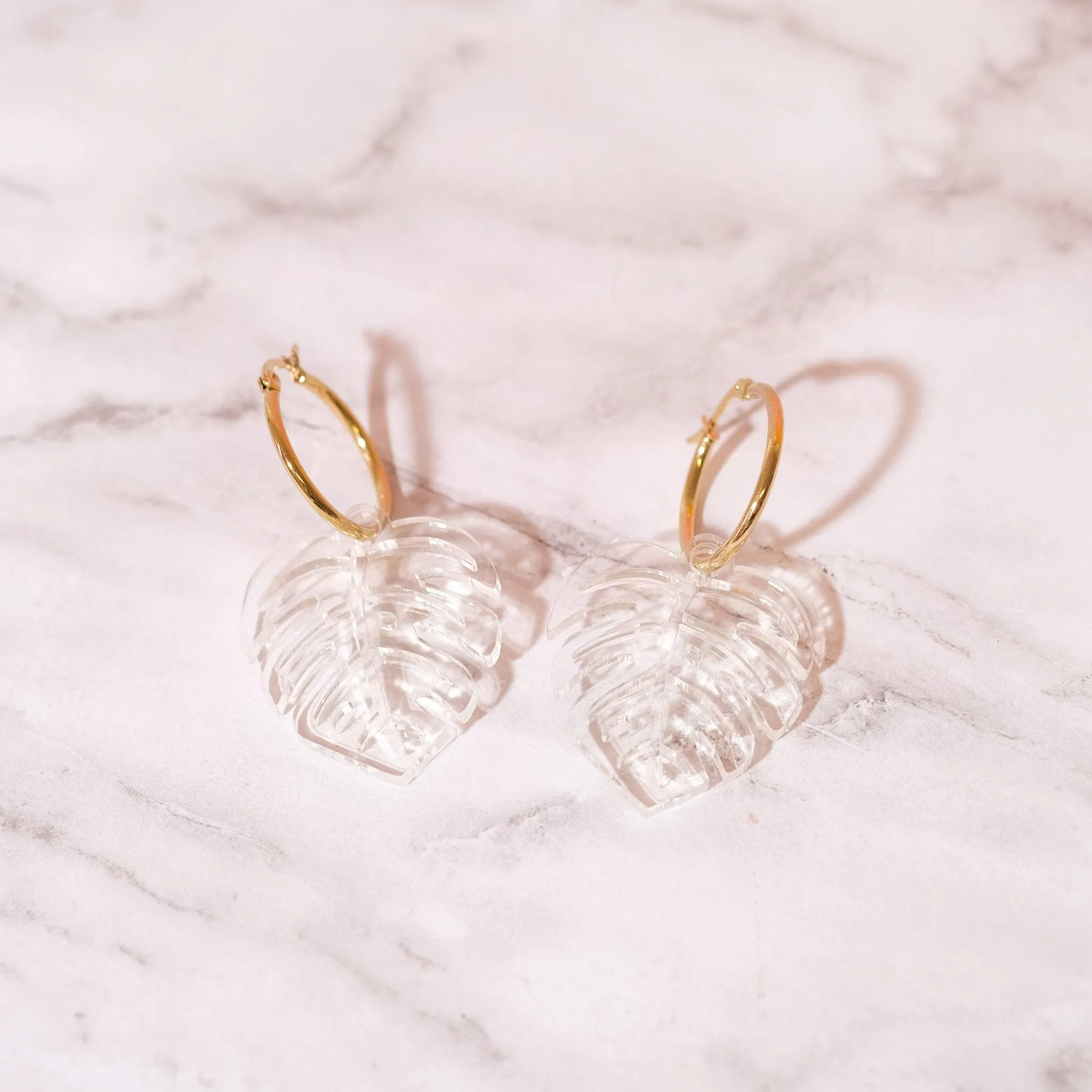 Monstera Hoop Earrings