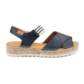 Plain Leather Wedge Espadrille for Women - Emily-SW