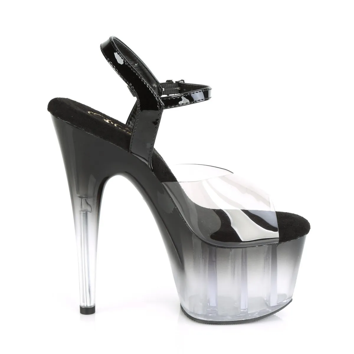 Pleaser Adore-708T-2-Smoke-Black/Black-Clear-Size 9-Clearance