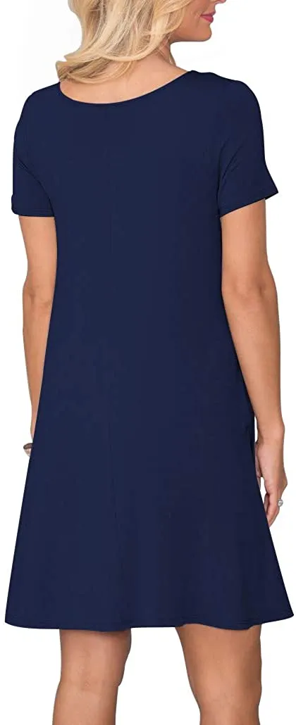 Short T Shirt Dress with Pockets  Sleeve Swing