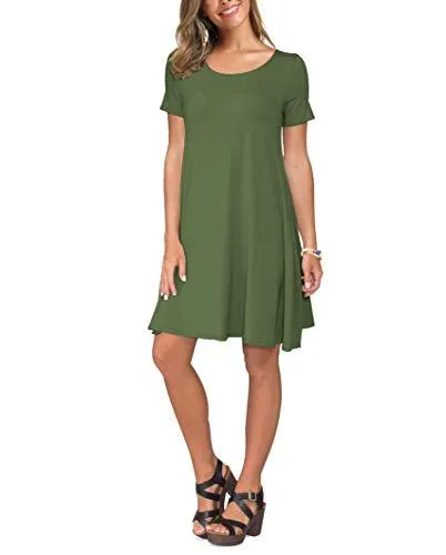 Short T Shirt Dress with Pockets  Sleeve Swing