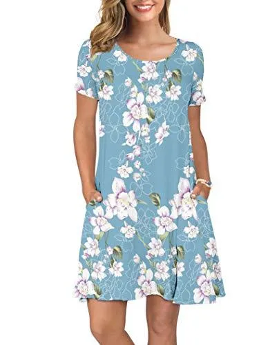 Short T Shirt Dress with Pockets  Sleeve Swing