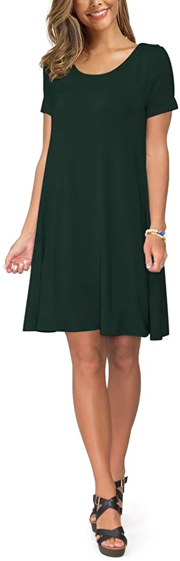 Short T Shirt Dress with Pockets  Sleeve Swing