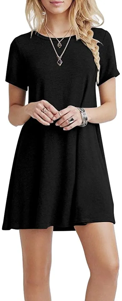 Short T Shirt Dress with Pockets  Sleeve Swing