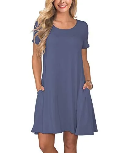 Short T Shirt Dress with Pockets  Sleeve Swing