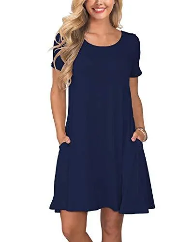 Short T Shirt Dress with Pockets  Sleeve Swing