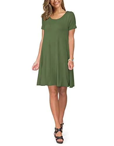 Short T Shirt Dress with Pockets  Sleeve Swing