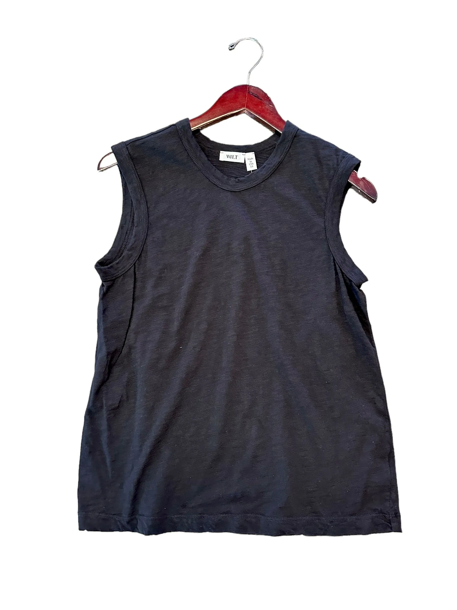 Slim Fit Sleeveless Shell in Black by Wilt