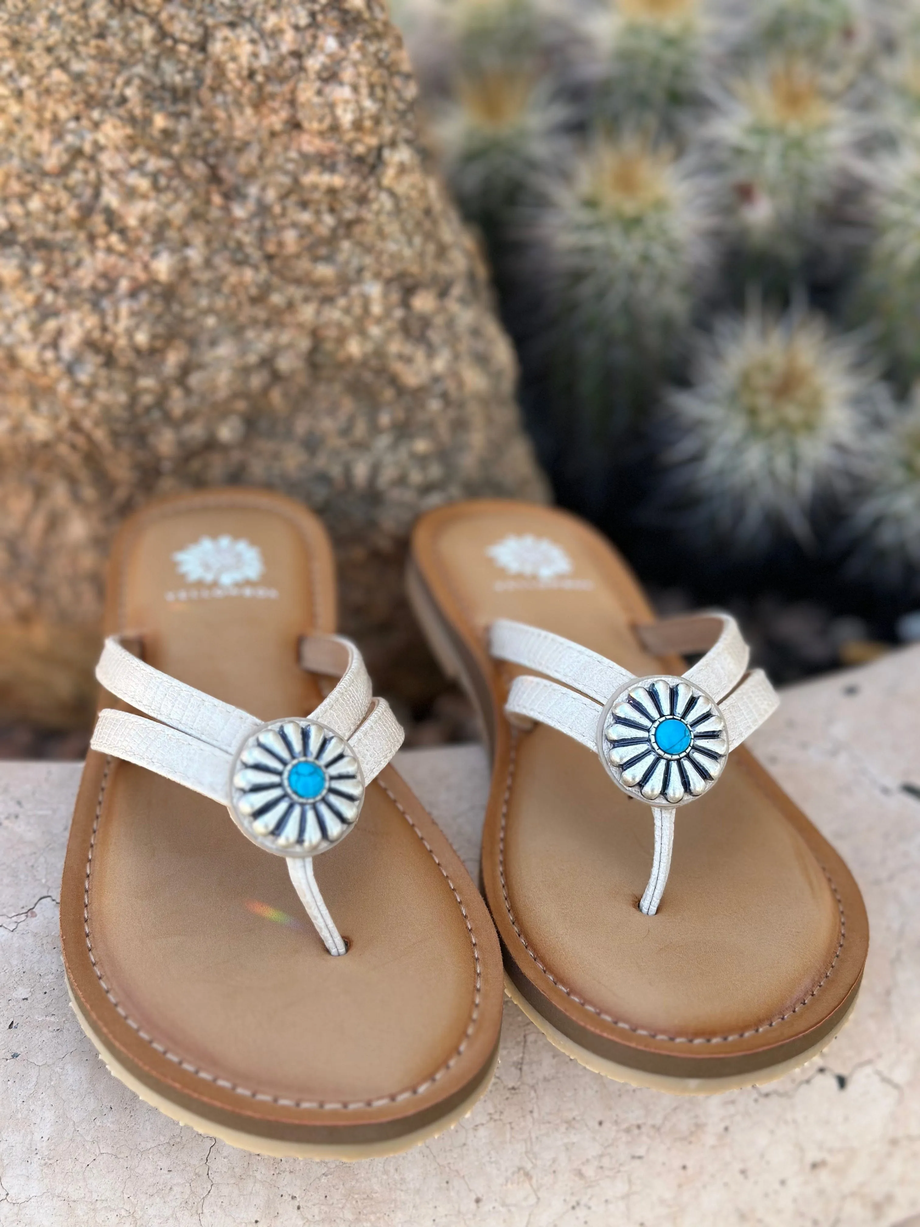 The Cream Cinco Turquoise Concho Flip Flop