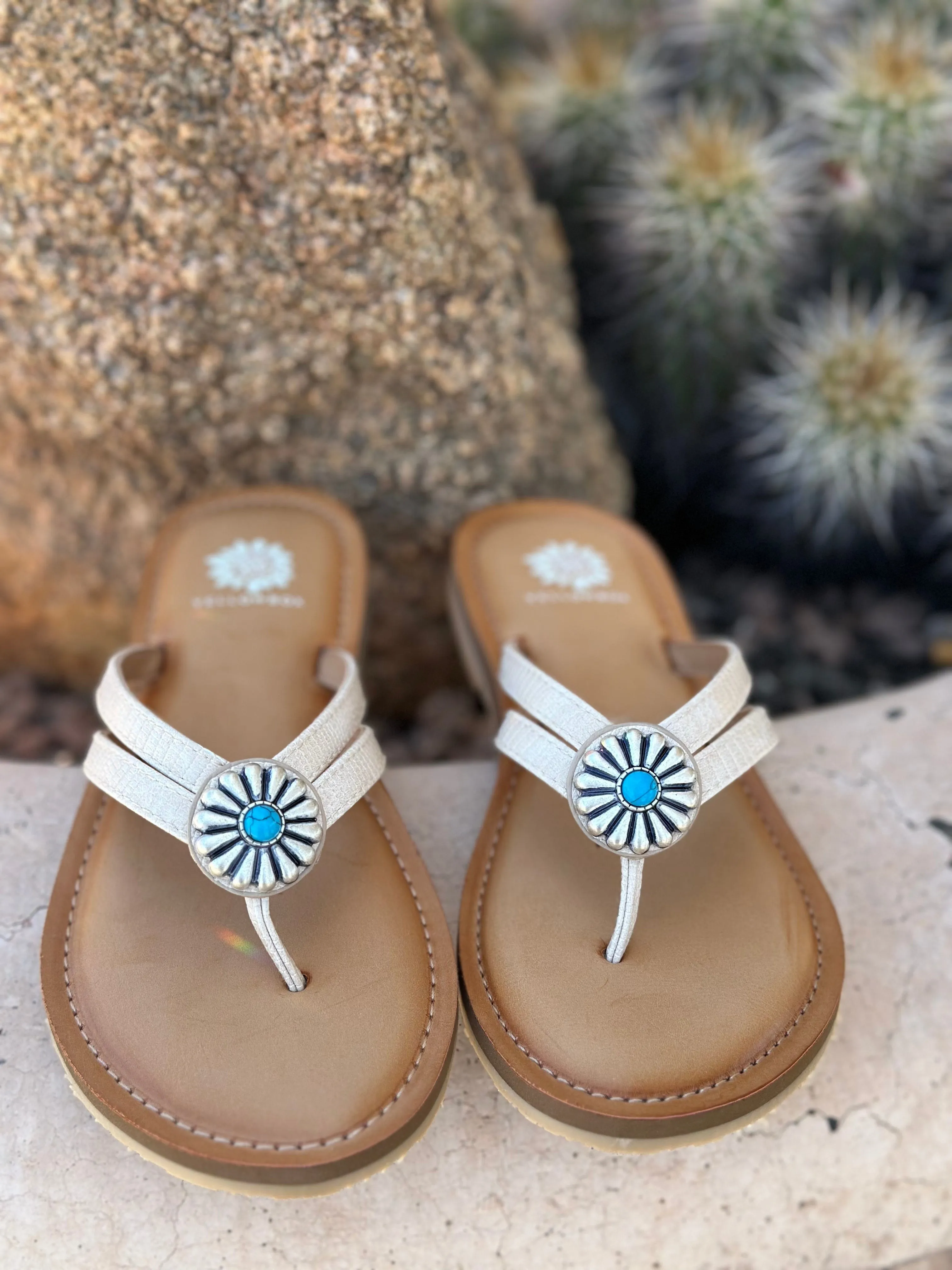 The Cream Cinco Turquoise Concho Flip Flop