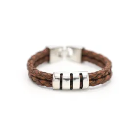 TRA-LA-RA MEN BROWN ROUND DOUBLE BRAIDED BRACELET