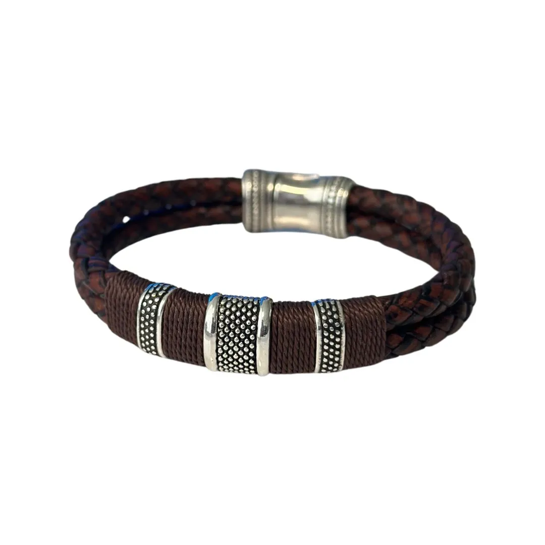 TUCCO MEN DOUBLE BRAIDED TUBE LEATHER BRACELET