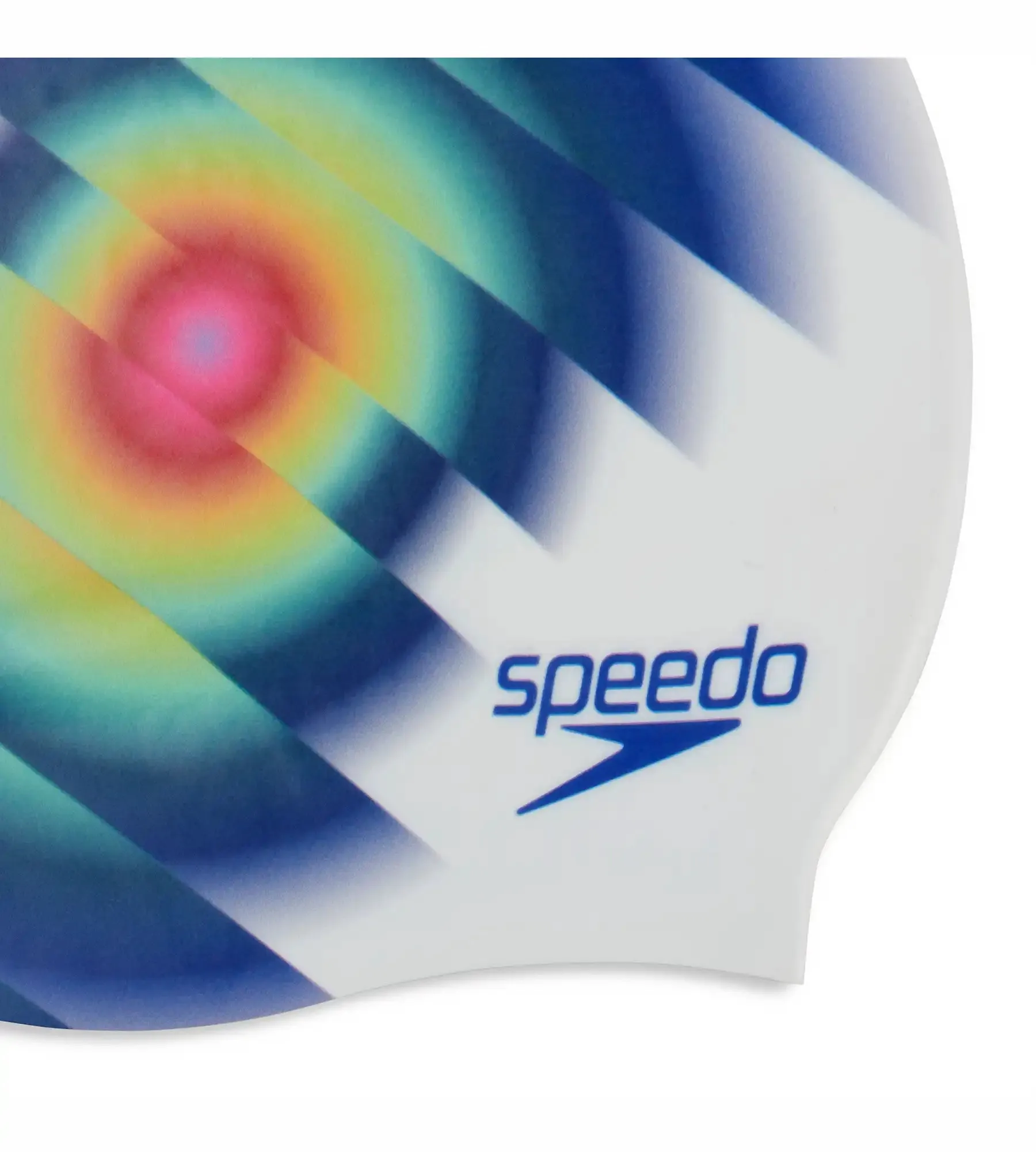 Unisex Adult Digital Printed Swim Cap - White & Blue