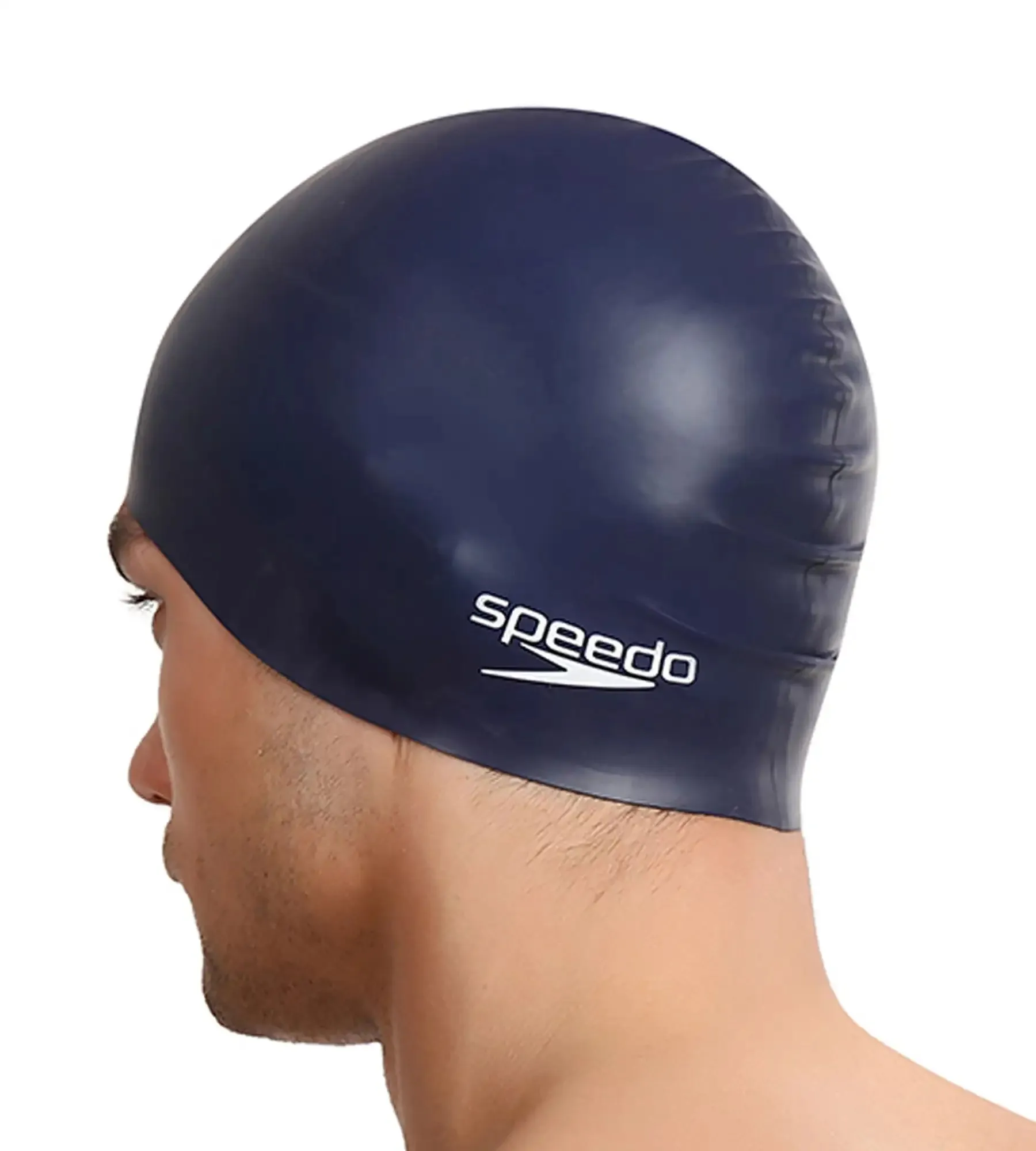 Unisex Adult Flat Silicone Swim Cap - Navy