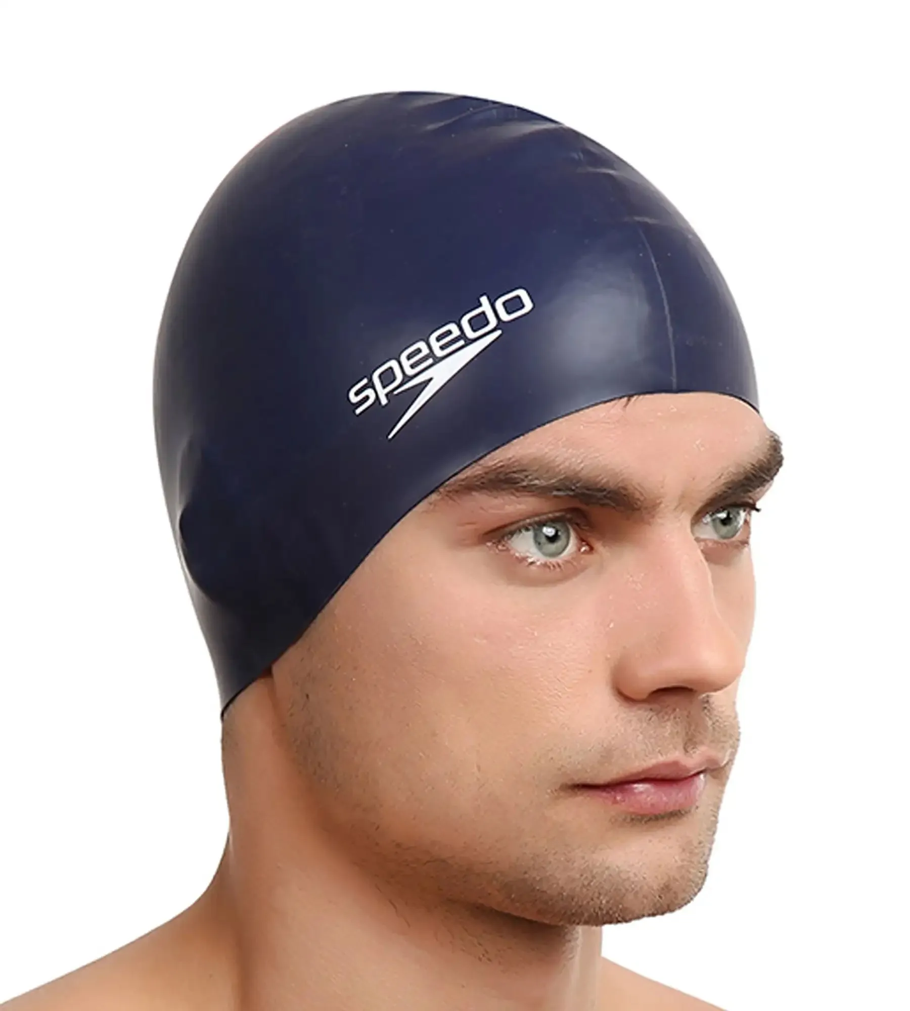 Unisex Adult Flat Silicone Swim Cap - Navy